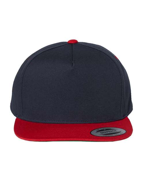 Yupoong 6007 Five-Panel Cotton Twill Snapback Cap - Navy/ Red - front