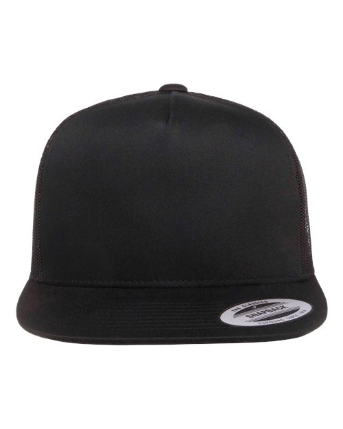 Yupoong 6006 Classic Five-Panel Trucker Cap - Black - front