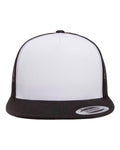 Yupoong 6006 Classic Five-Panel Trucker Cap - Black/ White/ Black - front