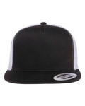 Yupoong 6006 Classic Five-Panel Trucker Cap - Black/ White - front
