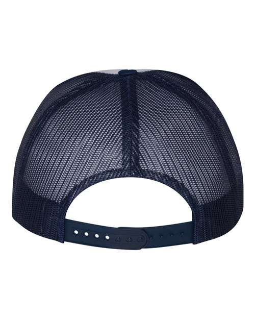 Yupoong 6006 Classic Five-Panel Trucker Cap - Navy/ White/ Navy - back