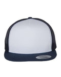 Yupoong 6006 Classic Five-Panel Trucker Cap - Navy/ White/ Navy - front