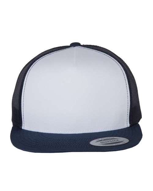 Yupoong 6006 Classic Five-Panel Trucker Cap - Navy/ White/ Navy - front