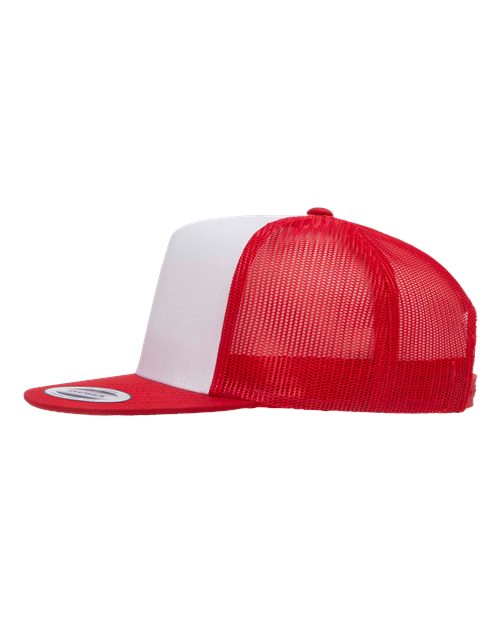 Yupoong 6006 Classic Five-Panel Trucker Cap - Red/ White/ Red - side