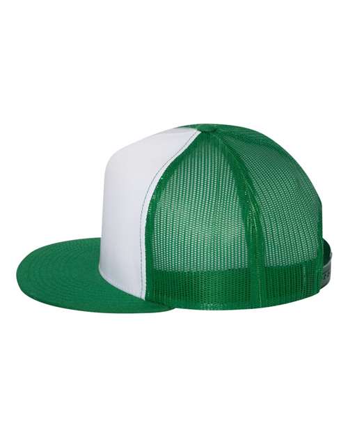 Yupoong 6006 Classic Five-Panel Trucker Cap - Kelly/ White/ Kelly - side