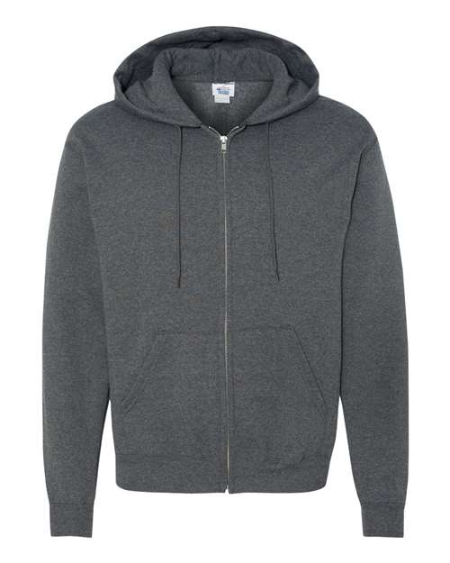 Champion S800 Powerblend Full-Zip Hooded Sweatshirt - Charcoal Heather - flat front