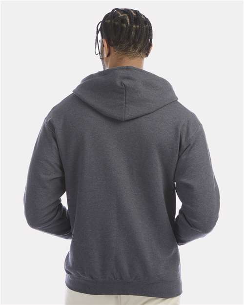 Champion S800 Powerblend Full-Zip Hooded Sweatshirt - Charcoal Heather - model back