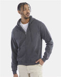 Champion S800 Powerblend Full-Zip Hooded Sweatshirt - Charcoal Heather - model front