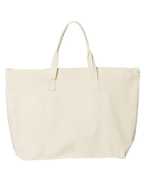 Liberty Bags 8863 Tote with Top Zippered Closure - Natural - back