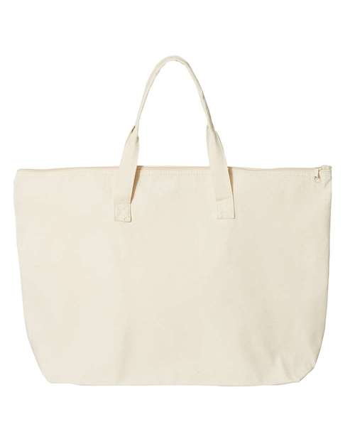 Liberty Bags 8863 Tote with Top Zippered Closure - Natural - front
