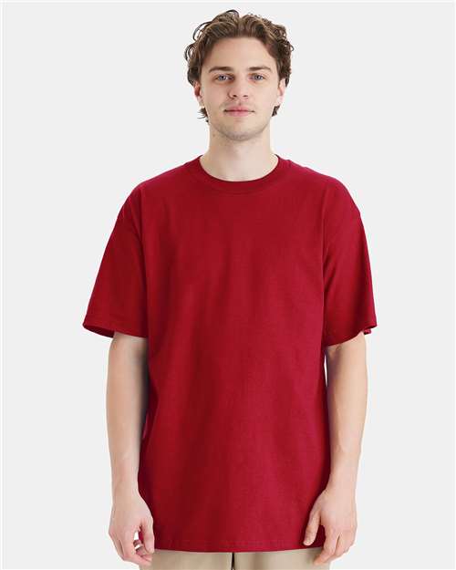 Hanes 518T Beefy-T Tall T-Shirt - Deep Red - model front