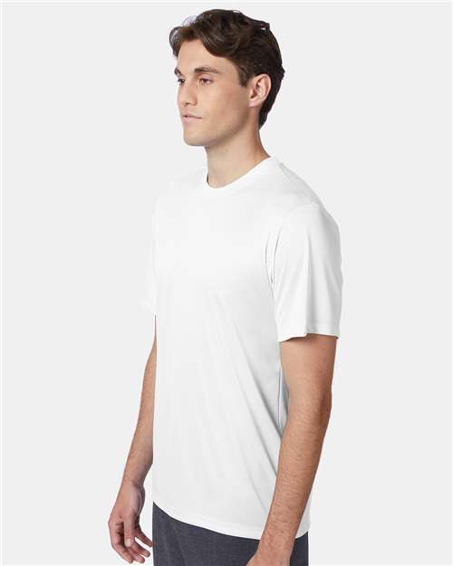 Hanes 4820 Unisex Cool DRI Performance T-Shirt - White - model side