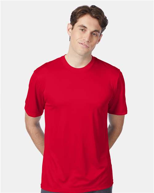 Hanes 4820 Unisex Cool DRI Performance T-Shirt - Deep Red - model front