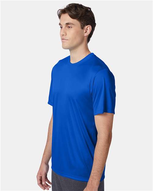 Hanes 4820 Unisex Cool DRI Performance T-Shirt - Deep Royal - model side