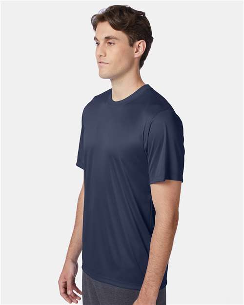 Hanes 4820 Unisex Cool DRI Performance T-Shirt - Navy - model side