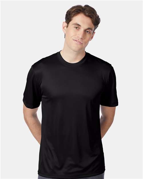 Hanes 4820 Unisex Cool DRI Performance T-Shirt - Black - model front