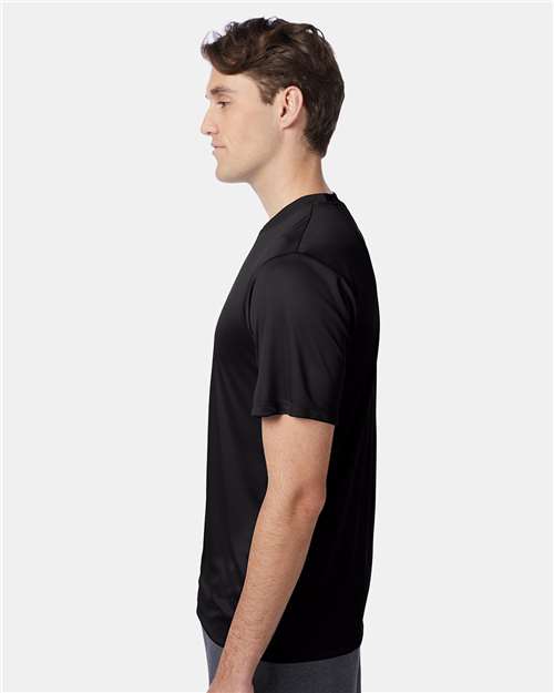 Hanes 4820 Unisex Cool DRI Performance T-Shirt - Black - model side