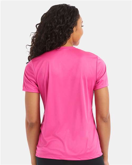 Hanes 4830 Women's Cool DRI Performance T-Shirt - Wow Pink - model back