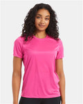 Hanes 4830 Women's Cool DRI Performance T-Shirt - Wow Pink - model front