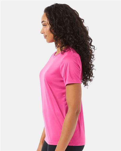 Hanes 4830 Women's Cool DRI Performance T-Shirt - Wow Pink - model side