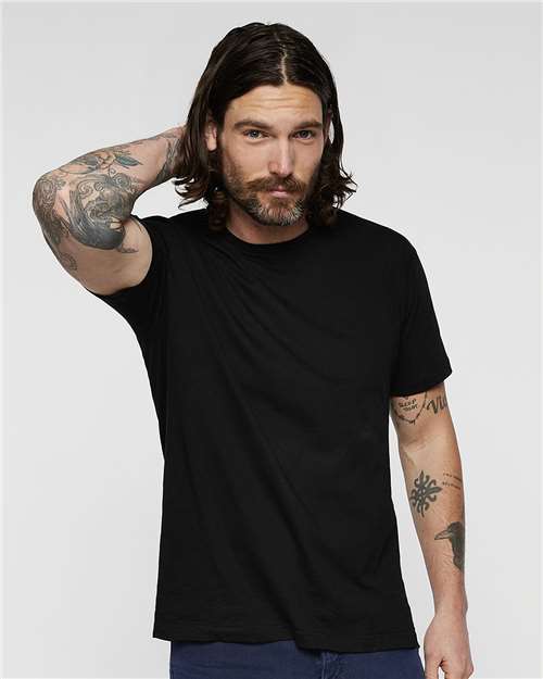 LAT 6901 Unisex Fine Jersey Tee - Black - model front
