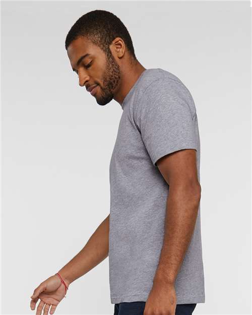 LAT 6901 Unisex Fine Jersey Tee - Heather - model side