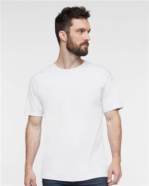 LAT 6901 Unisex Fine Jersey Tee - White - model front