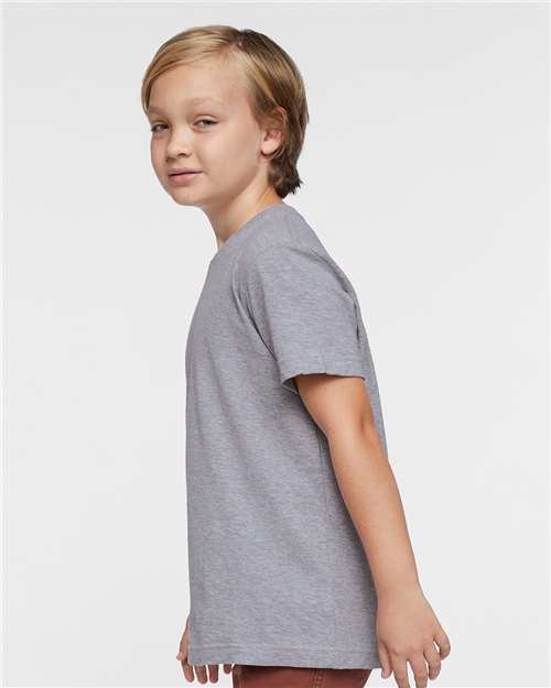 LAT 6101 Youth Fine Jersey Tee - Heather - model side