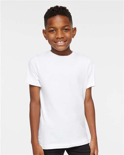LAT 6101 Youth Fine Jersey Tee - White - model front
