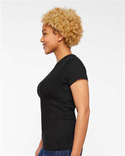 LAT 3516 Women's Fine Jersey Tee - Black - model side