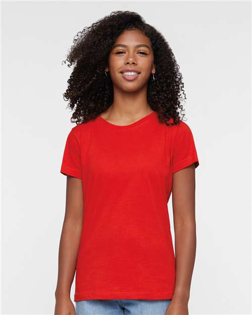 LAT 3516 Women's Fine Jersey Tee - Red - model front