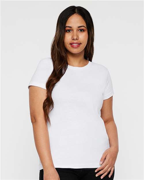 LAT 3516 Women's Fine Jersey Tee - White - model front