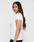 LAT 3516 Women's Fine Jersey Tee - White - model side