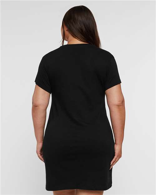 LAT 3522 Women's Fine Jersey V-Neck Coverup - Black - model back