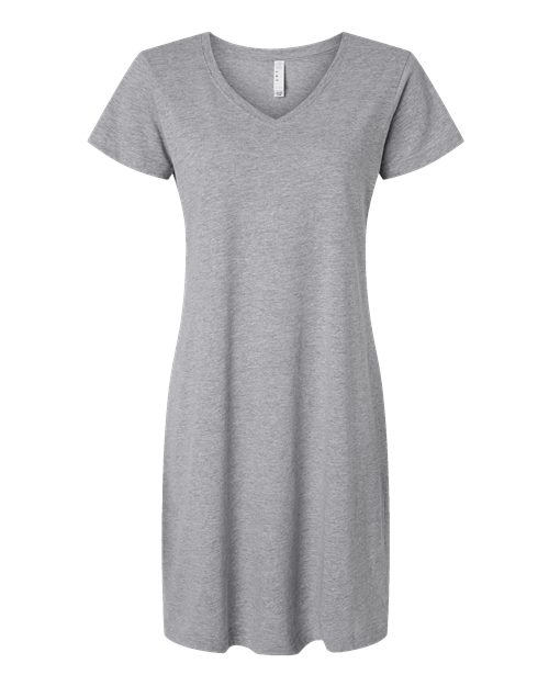 LAT 3522 Women's Fine Jersey V-Neck Coverup - Heather - front