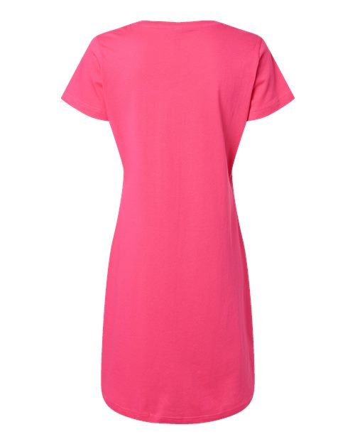 LAT 3522 Women's Fine Jersey V-Neck Coverup - Hot Pink - back