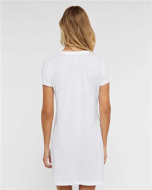 LAT 3522 Women's Fine Jersey V-Neck Coverup - White - model back