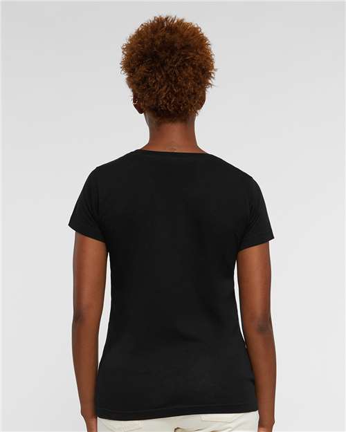 LAT 3507 Women's Fine Jersey V-Neck Tee - Black - model back