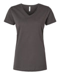 LAT 3507 Women's Fine Jersey V-Neck Tee - Charcoal - front