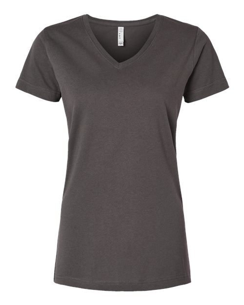 LAT 3507 Women's Fine Jersey V-Neck Tee - Charcoal - front