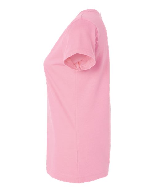 LAT 3507 Women's Fine Jersey V-Neck Tee - Pink - side