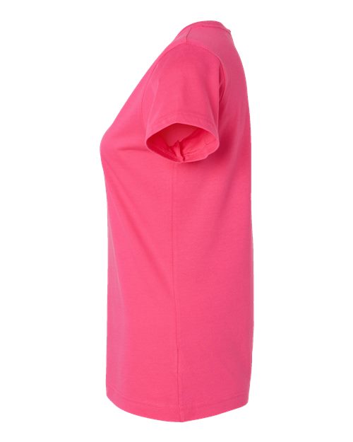 LAT 3507 Women's Fine Jersey V-Neck Tee - Hot Pink - side