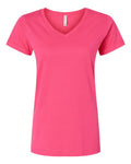 LAT 3507 Women's Fine Jersey V-Neck Tee - Hot Pink - front