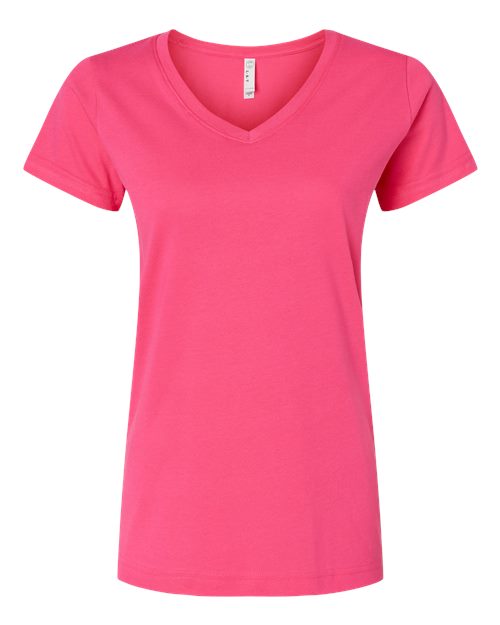 LAT 3507 Women's Fine Jersey V-Neck Tee - Hot Pink - front