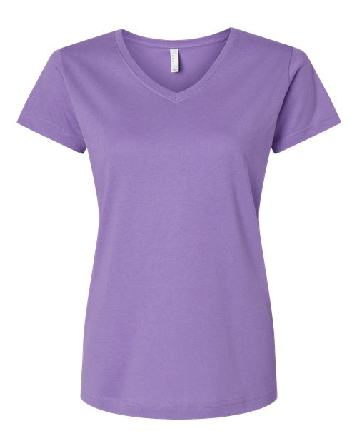 LAT 3507 Women's Fine Jersey V-Neck Tee - Lavender - front