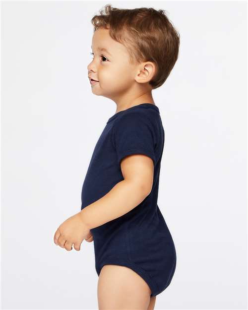 Rabbit Skins 4424 Infant Fine Jersey Bodysuit - Navy - model side