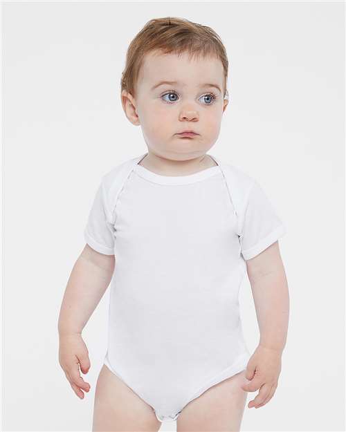 Rabbit Skins 4424 Infant Fine Jersey Bodysuit - White - model front