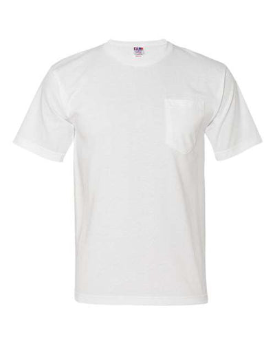 Bayside 5070 Unisex USA-Made Midweight Pocket T-Shirt - White - front
