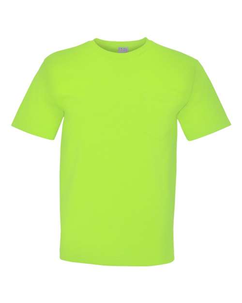 Bayside 5070 Unisex USA-Made Midweight Pocket T-Shirt - Lime Green - front