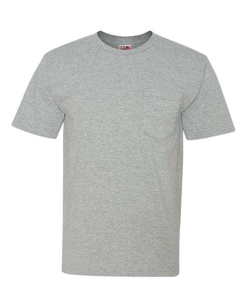Bayside 5070 Unisex USA-Made Midweight Pocket T-Shirt - Dark Ash - front